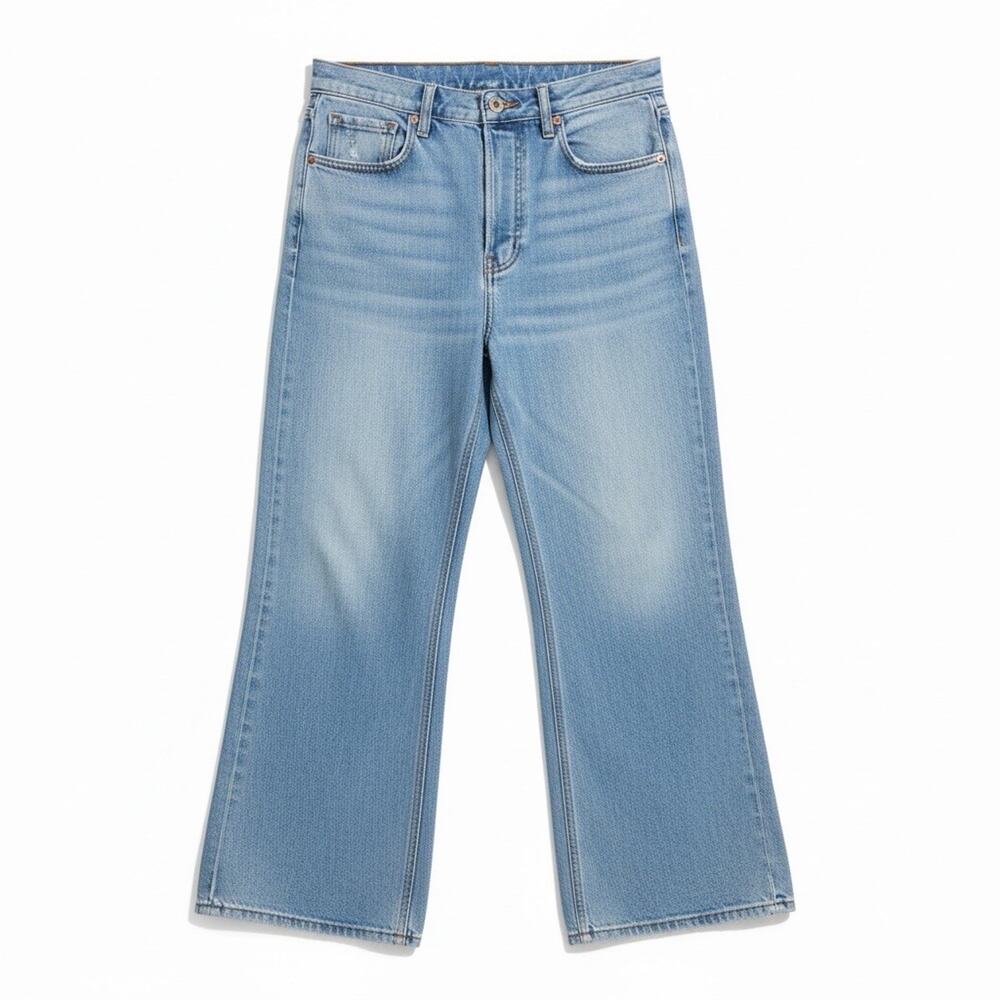 GRLFRND The Norah High Rise Crop Wide Leg Jeans Size 29 Light Wash Button Fly